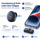 Microfone de Lapela Sem Fio Type-C para Android e IPhone iOS C/Cancelamento de Ruído | Ideal para TikTok, Vídeos, Vlog e Lives
